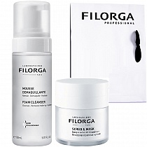 Филорга Набор Очищение (Мусс для снятия макияжа + Скраб и маска для лица) Filorga